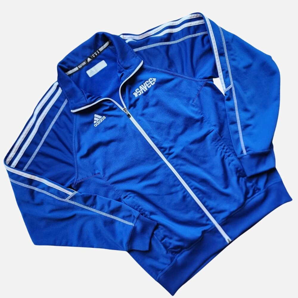 Adidas blue and white zip-up track jacket - men's medium